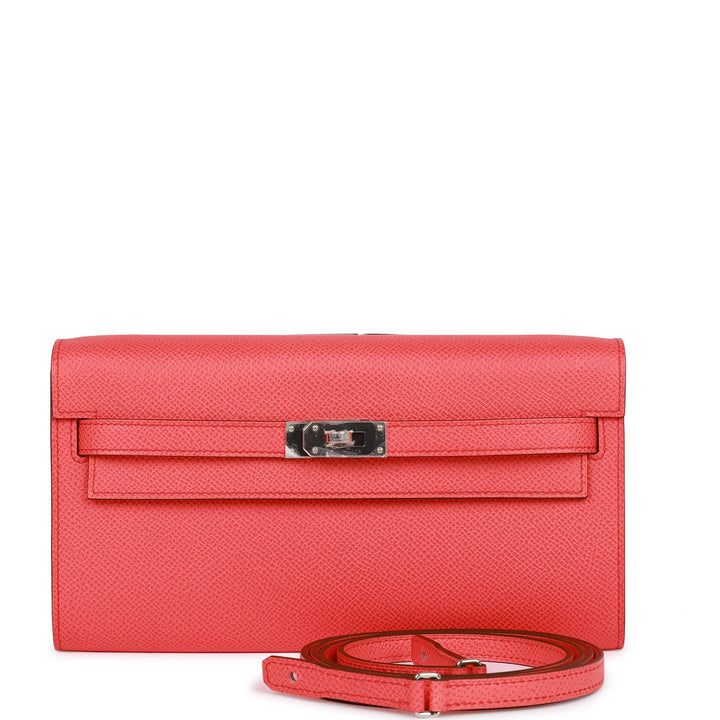 Top quality Hermes Kelly Wallet To Go Rose Texas Epsom Palladium Hardware