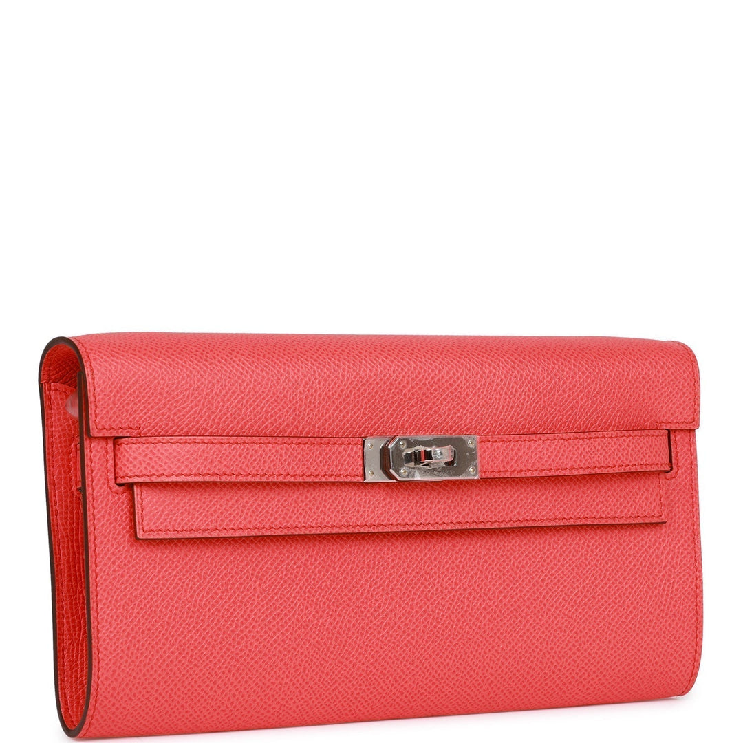 Top quality Hermes Kelly Wallet To Go Rose Texas Epsom Palladium Hardware