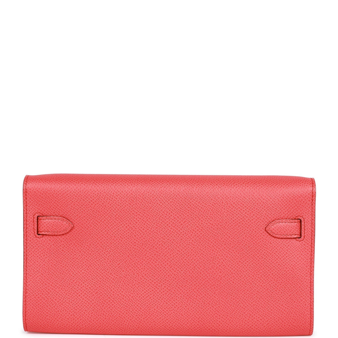 Top quality Hermes Kelly Wallet To Go Rose Texas Epsom Palladium Hardware