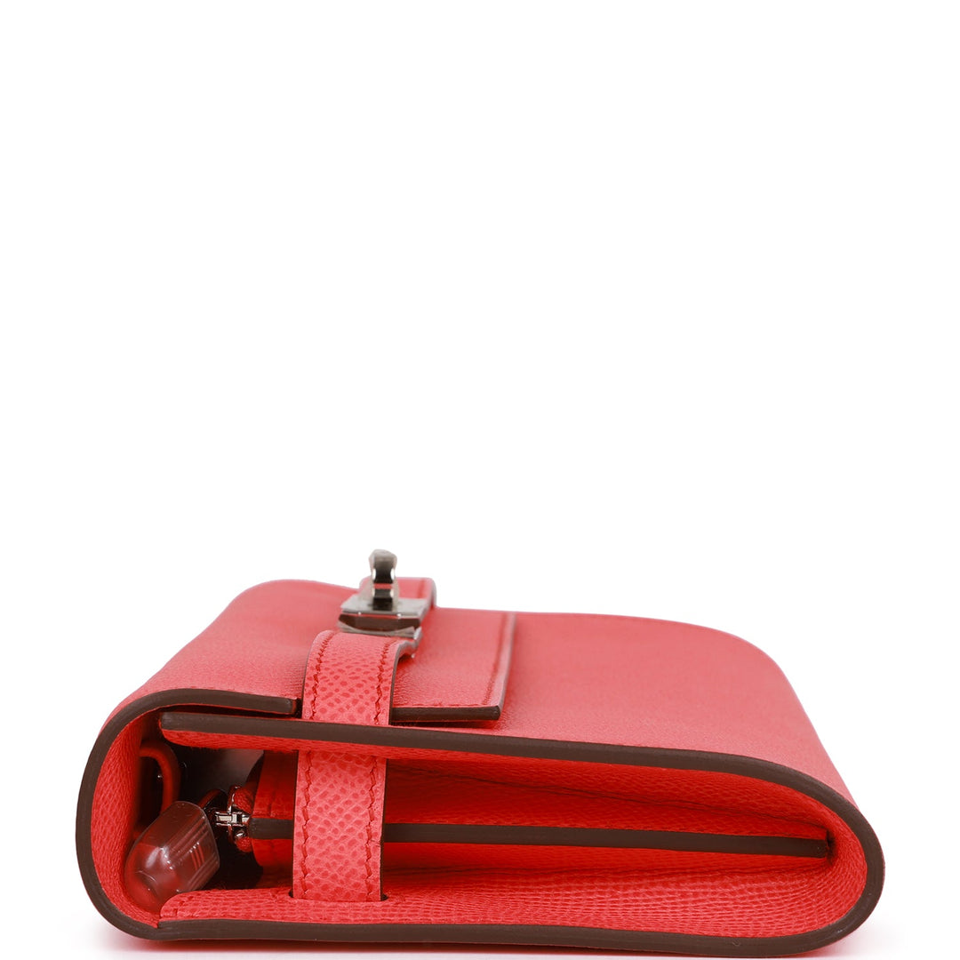 Top quality Hermes Kelly Wallet To Go Rose Texas Epsom Palladium Hardware