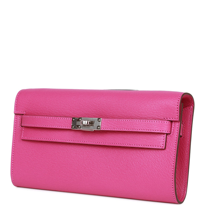 Top quality Hermes Kelly Wallet To Go Magnolia Chevre Palladium Hardware