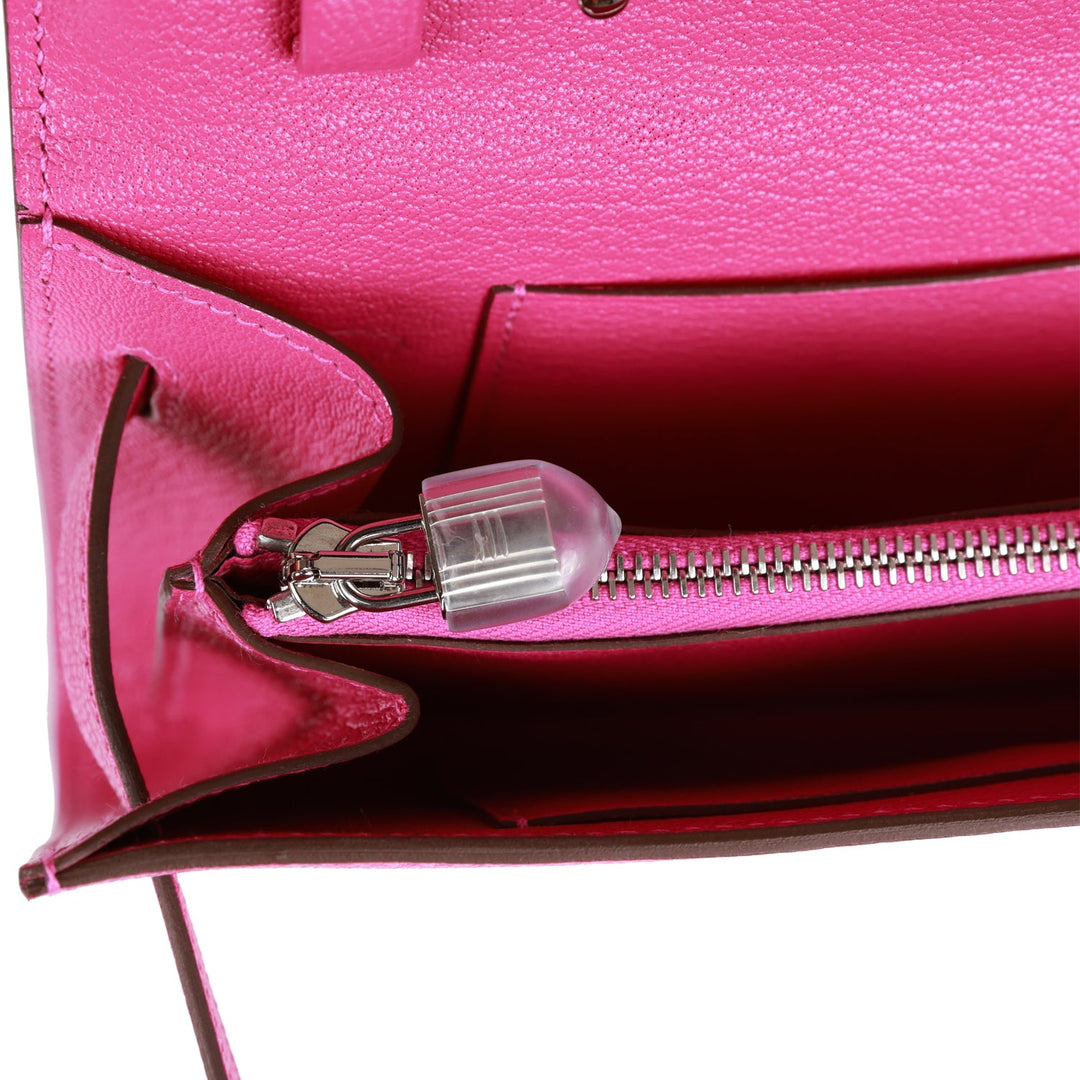 Top quality Hermes Kelly Wallet To Go Magnolia Chevre Palladium Hardware