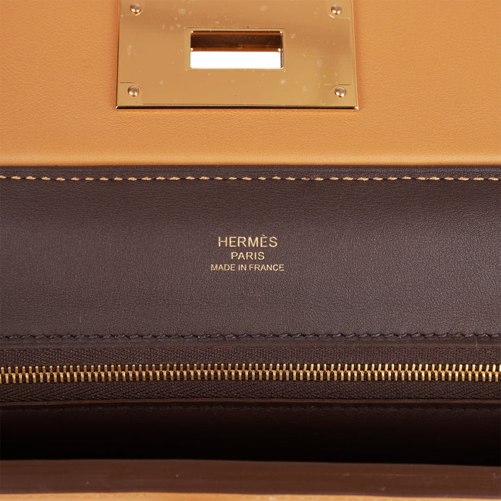 Top quality Hermes Mini 24/24 Bag Caramel Evercolor and Sesame Swift Verso Gold Hardware