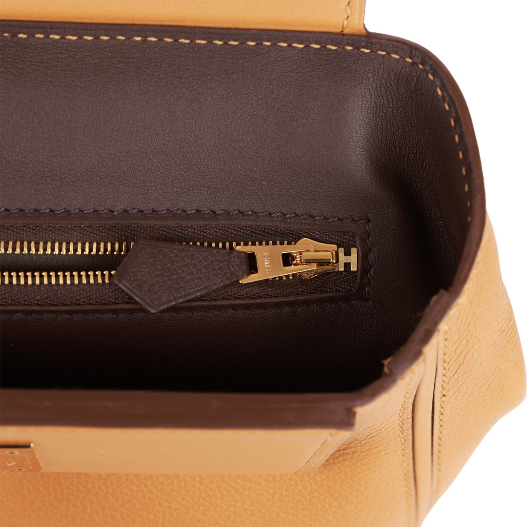 Top quality Hermes Mini 24/24 Bag Caramel Evercolor and Sesame Swift Verso Gold Hardware