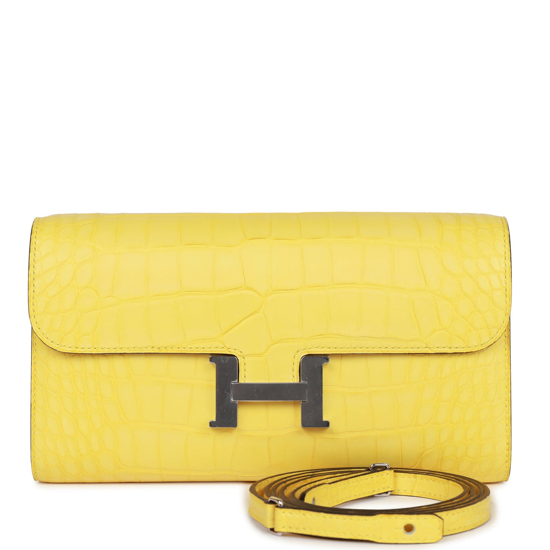 Top quality Hermes Constance Wallet To Go Mimosa Matte Alligator Palladium Hardware
