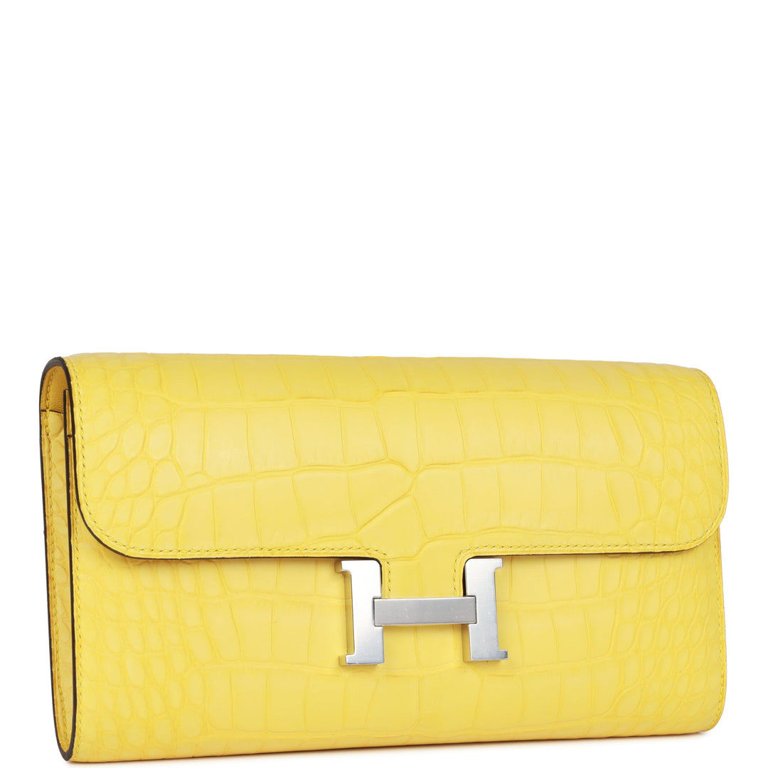 Top quality Hermes Constance Wallet To Go Mimosa Matte Alligator Palladium Hardware