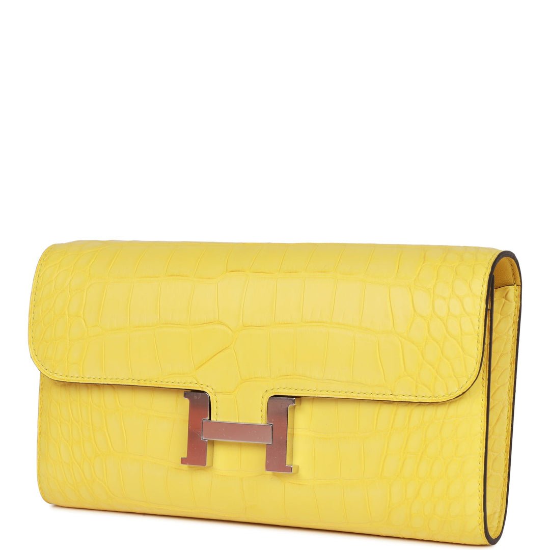 Top quality Hermes Constance Wallet To Go Mimosa Matte Alligator Palladium Hardware