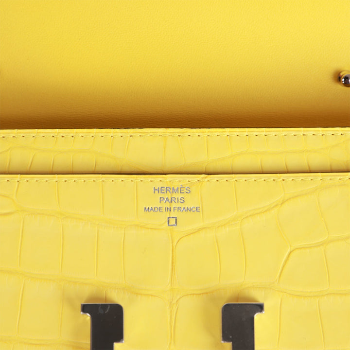 Top quality Hermes Constance Wallet To Go Mimosa Matte Alligator Palladium Hardware