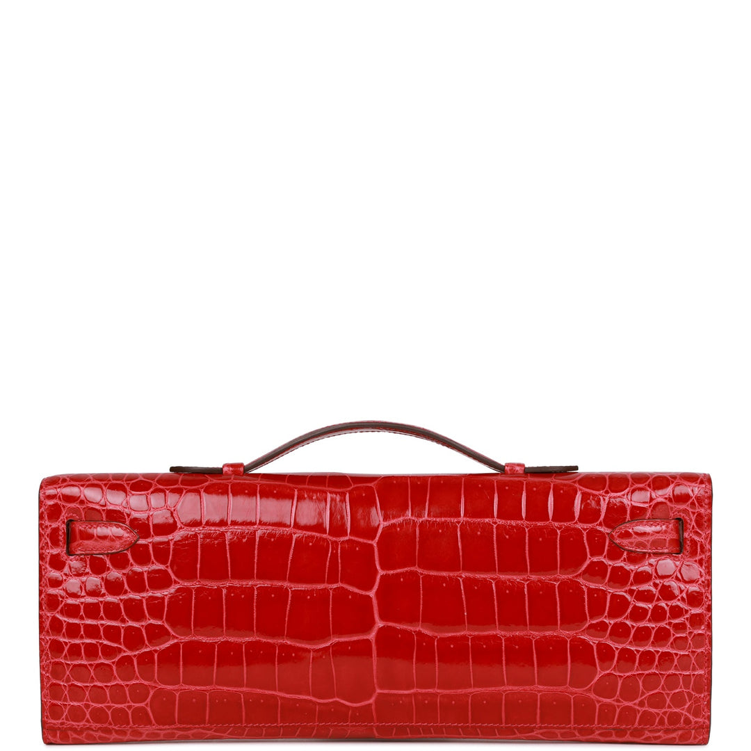 Top quality Hermes Kelly Cut Braise Shiny Porosus Crocodile Gold Hardware