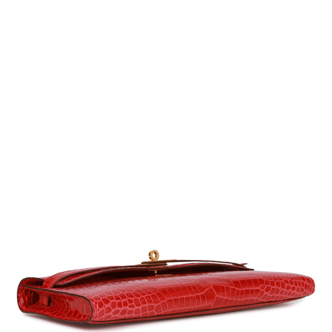 Top quality Hermes Kelly Cut Braise Shiny Porosus Crocodile Gold Hardware