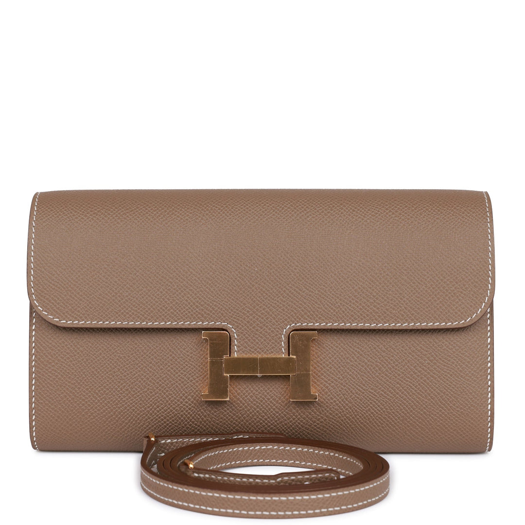 Top quality Hermes Constance Wallet To Go Etoupe Epsom Gold Hardware