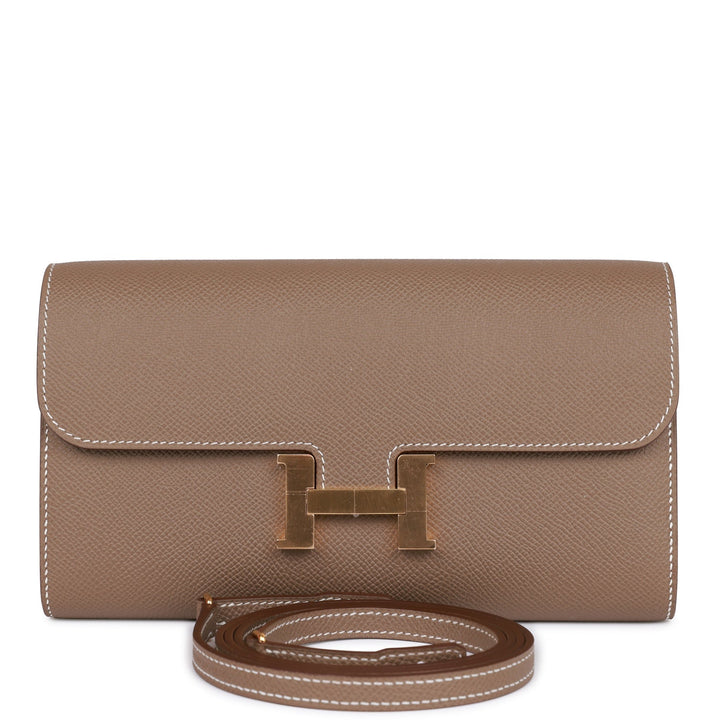 Top quality Hermes Constance Wallet To Go Etoupe Epsom Gold Hardware