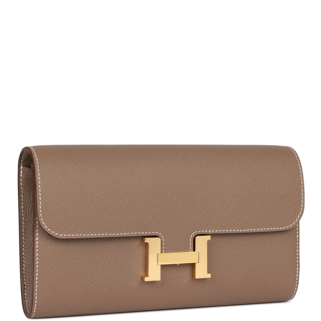 Top quality Hermes Constance Wallet To Go Etoupe Epsom Gold Hardware