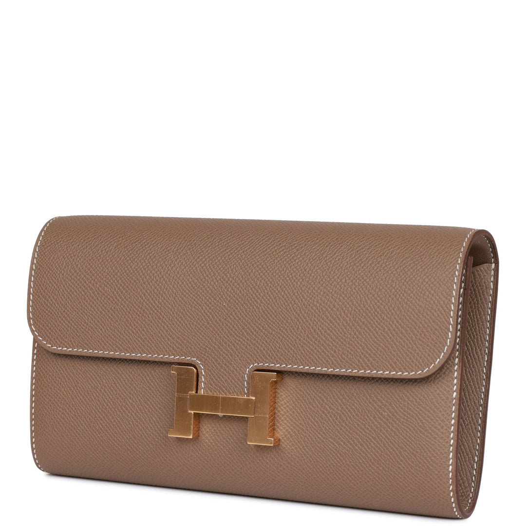 Top quality Hermes Constance Wallet To Go Etoupe Epsom Gold Hardware