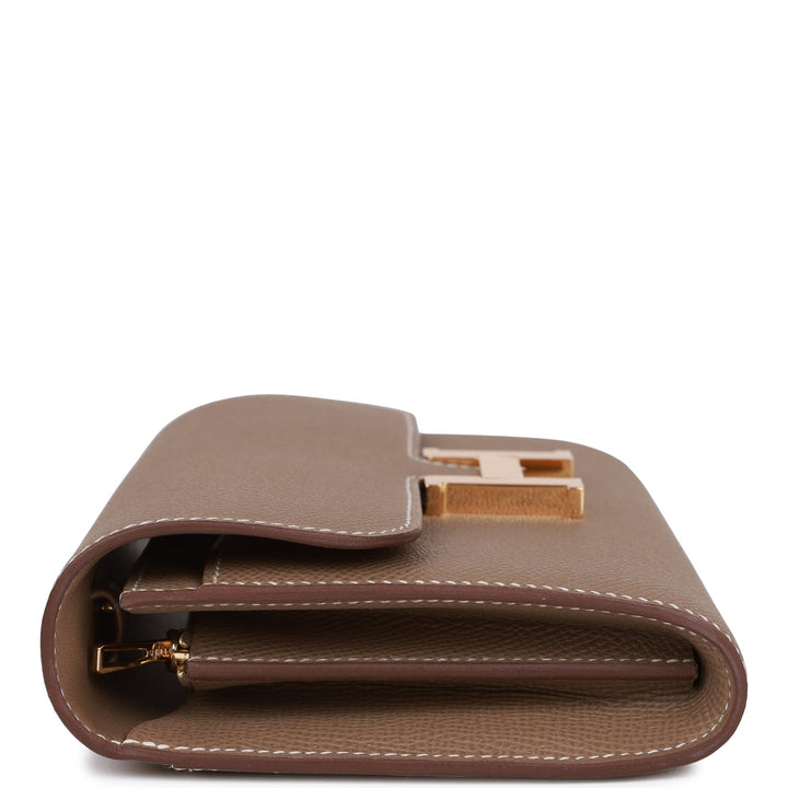 Top quality Hermes Constance Wallet To Go Etoupe Epsom Gold Hardware