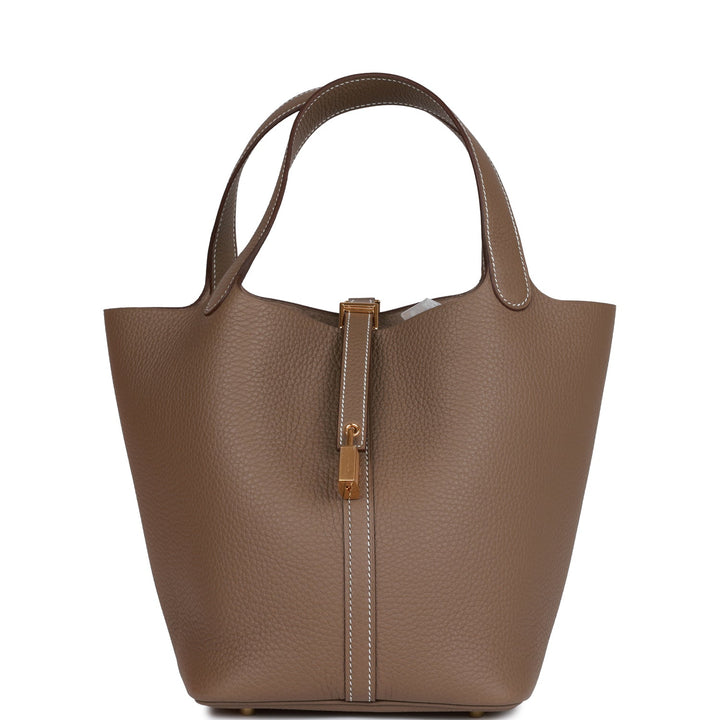 Top quality Hermes Picotin Lock 22 Etoupe Clemence Gold Hardware