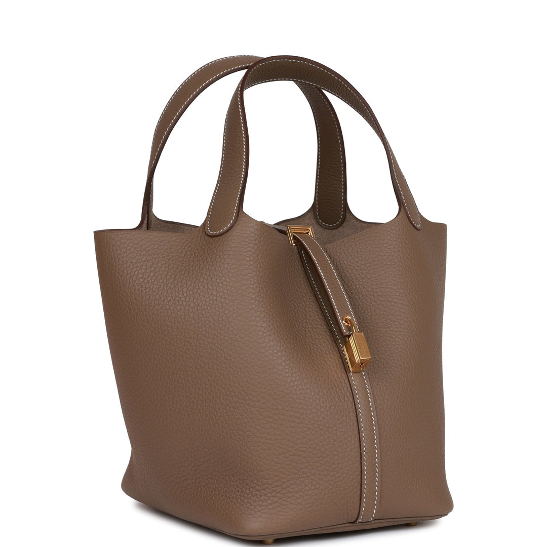Top quality Hermes Picotin Lock 22 Etoupe Clemence Gold Hardware