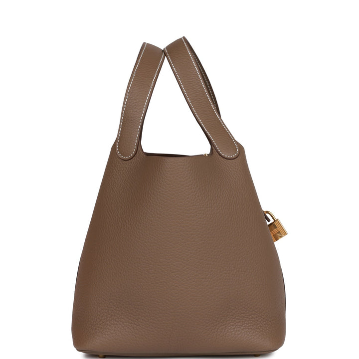 Top quality Hermes Picotin Lock 22 Etoupe Clemence Gold Hardware