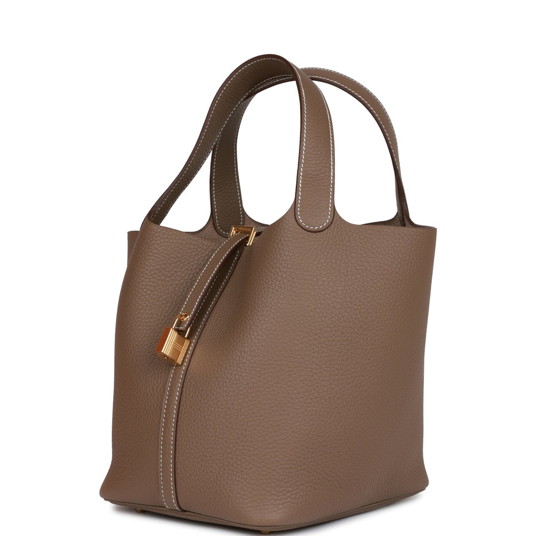 Top quality Hermes Picotin Lock 22 Etoupe Clemence Gold Hardware
