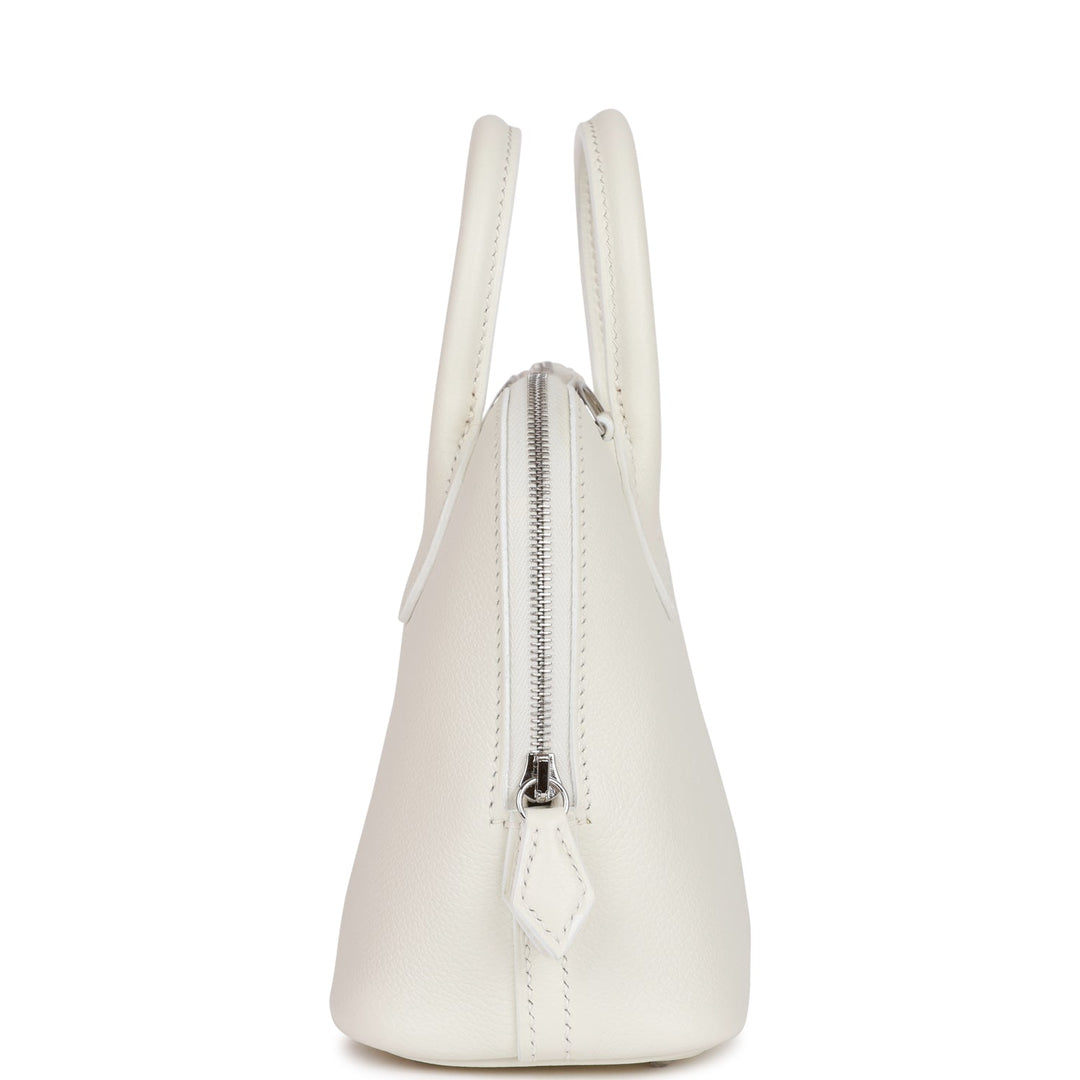 Hermes 1923 Bolide 25 White Evercolor Verso Palladium Hardware
