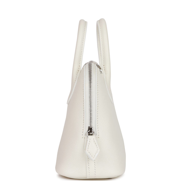 Hermes 1923 Bolide 25 White Evercolor Verso Palladium Hardware