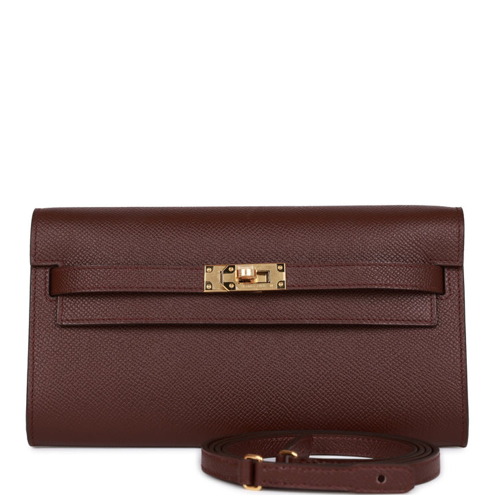 Top quality Hermes Kelly Wallet To Go Bordeaux Epsom Gold Hardware