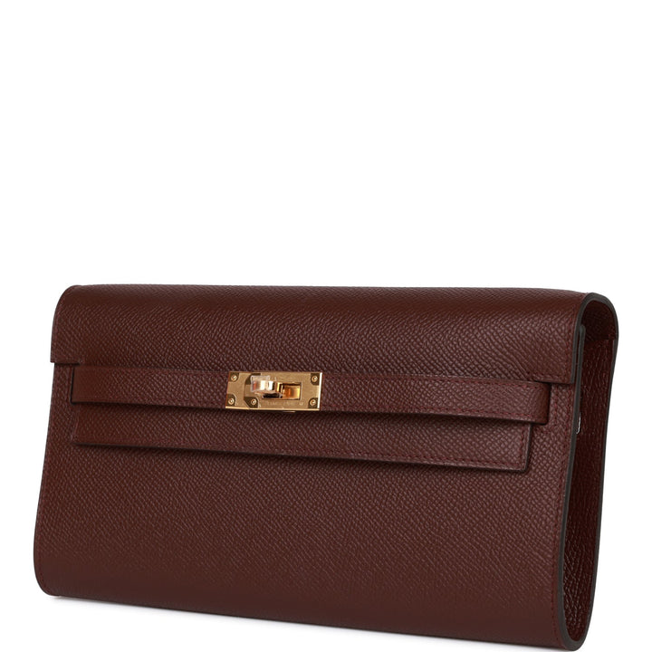 Top quality Hermes Kelly Wallet To Go Bordeaux Epsom Gold Hardware