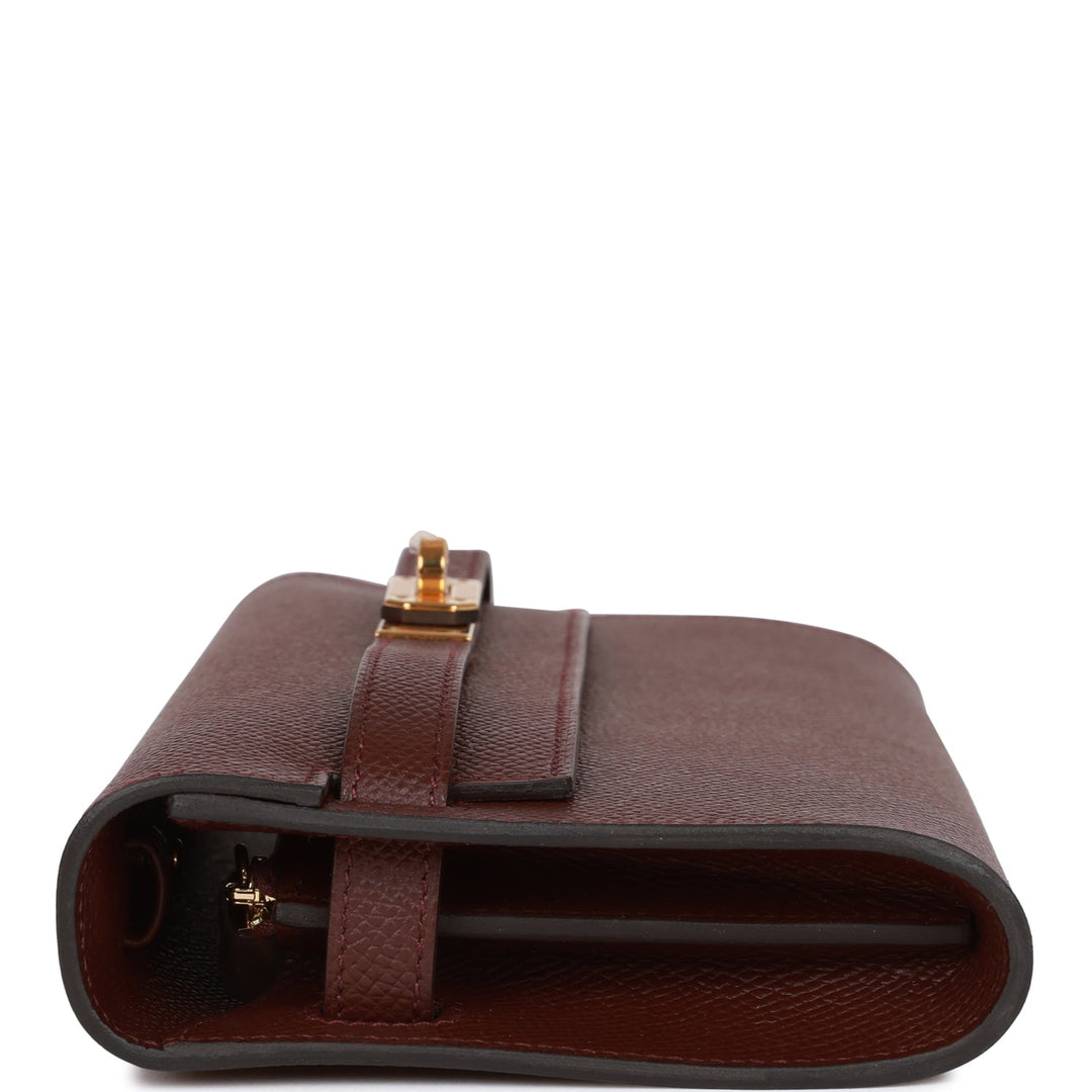 Top quality Hermes Kelly Wallet To Go Bordeaux Epsom Gold Hardware