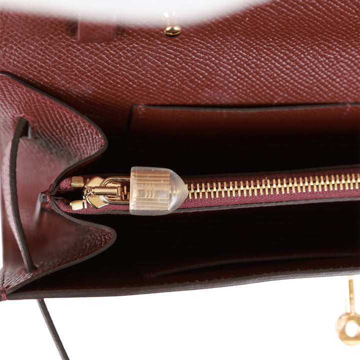 Top quality Hermes Kelly Wallet To Go Bordeaux Epsom Gold Hardware