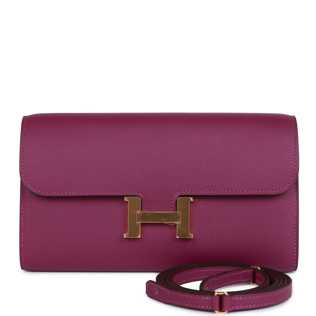 Top quality Hermes Constance Wallet To Go Anemone Evercolor Gold Hardware