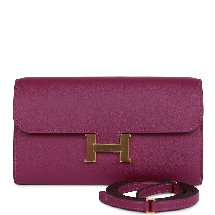 Top quality Hermes Constance Wallet To Go Anemone Evercolor Gold Hardware