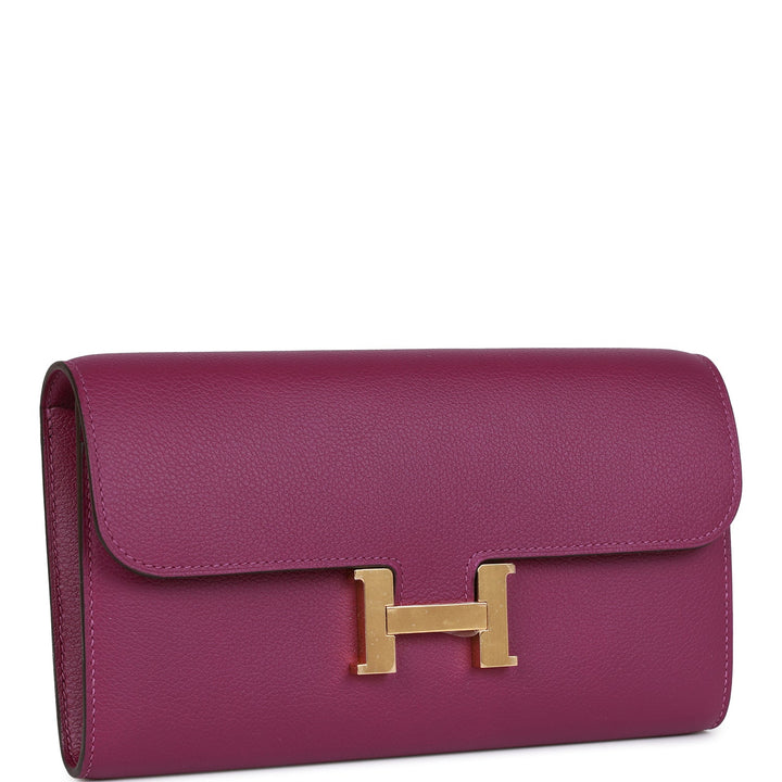Top quality Hermes Constance Wallet To Go Anemone Evercolor Gold Hardware