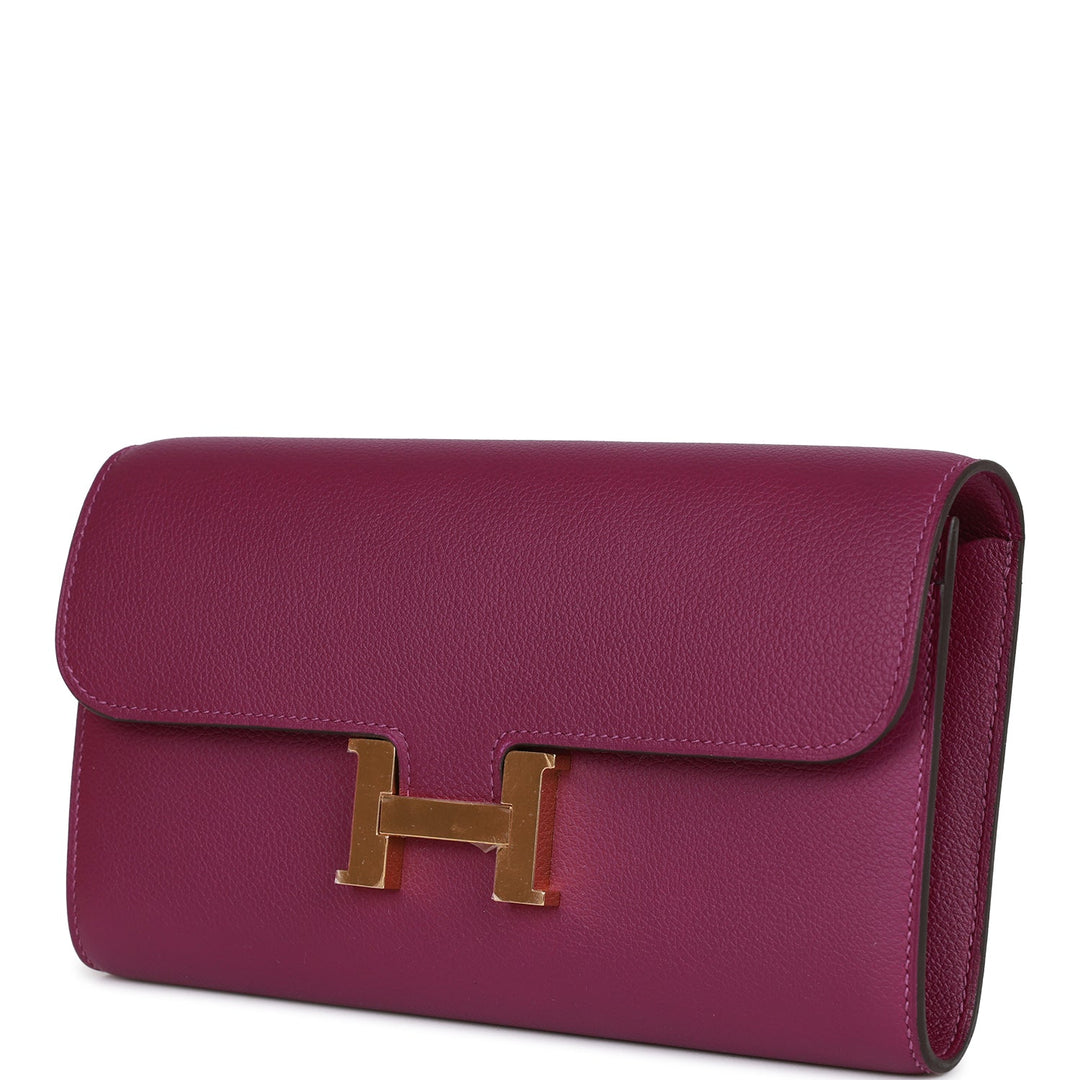 Top quality Hermes Constance Wallet To Go Anemone Evercolor Gold Hardware