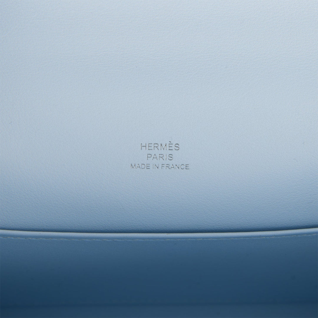 Hermes Kelly Pochette Bleu Brume Swift Palladium Hardware