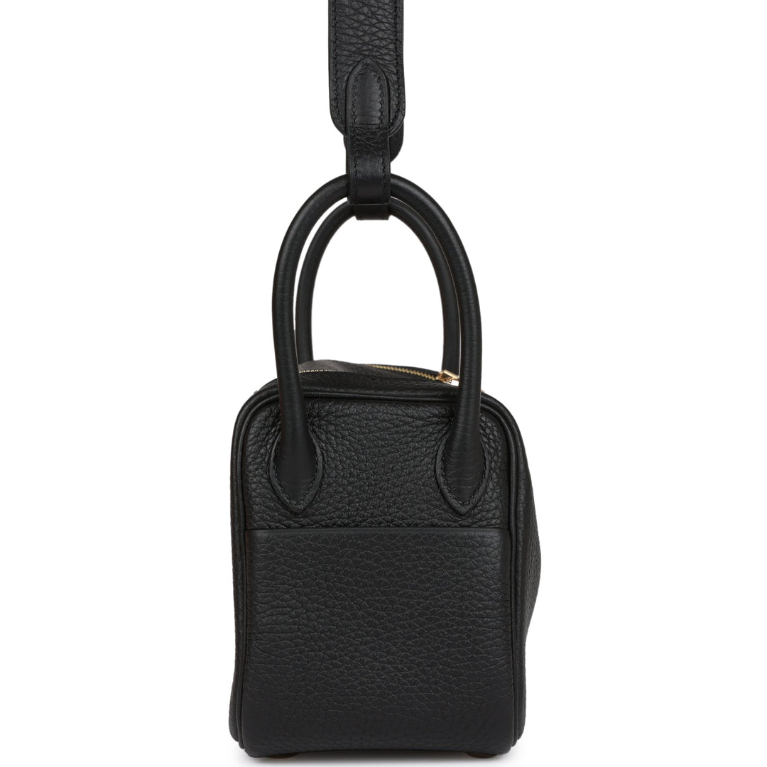 Top quality Hermes Mini Lindy Black Clemence Gold Hardware
