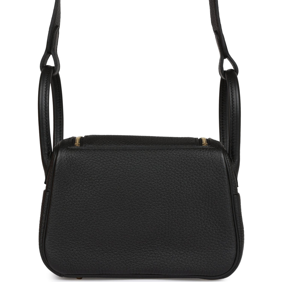 Top quality Hermes Mini Lindy Black Clemence Gold Hardware