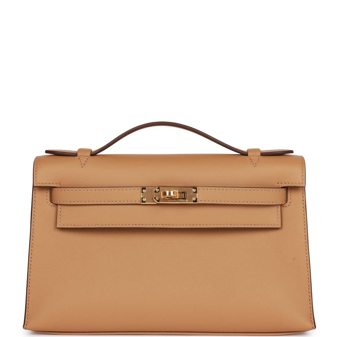 Top quality Hermes Kelly Pochette Biscuit Swift Gold Hardware