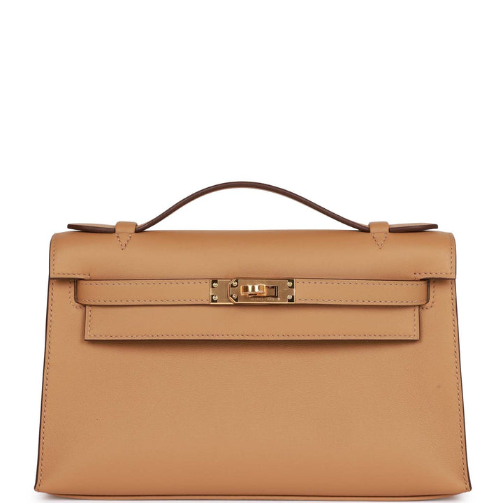 Top quality Hermes Kelly Pochette Biscuit Swift Gold Hardware