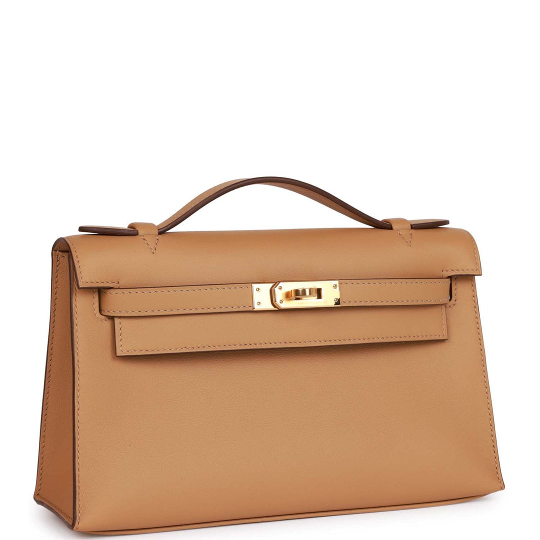 Top quality Hermes Kelly Pochette Biscuit Swift Gold Hardware