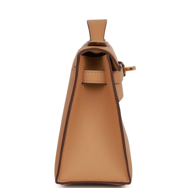 Top quality Hermes Kelly Pochette Biscuit Swift Gold Hardware