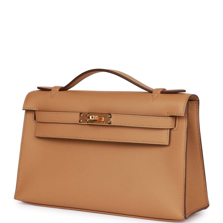 Top quality Hermes Kelly Pochette Biscuit Swift Gold Hardware