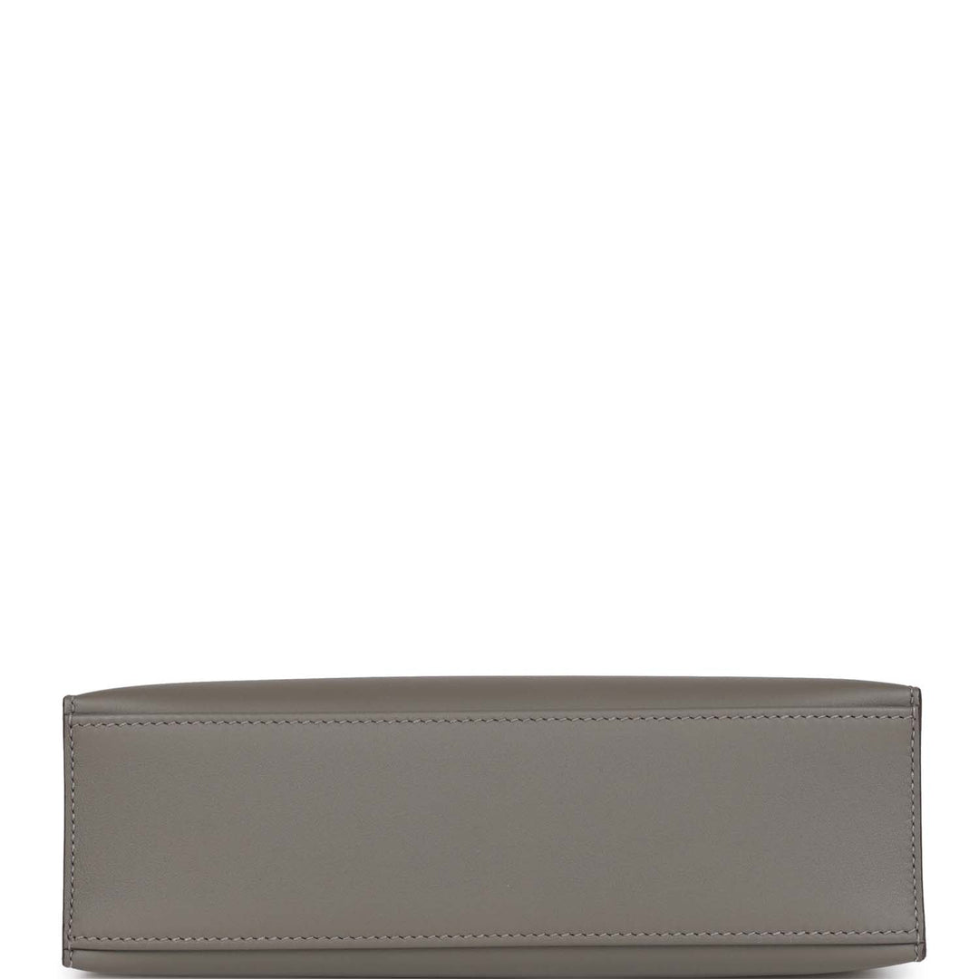Top quality Hermes Kelly Pochette Gris Meyer Swift Palladium Hardware
