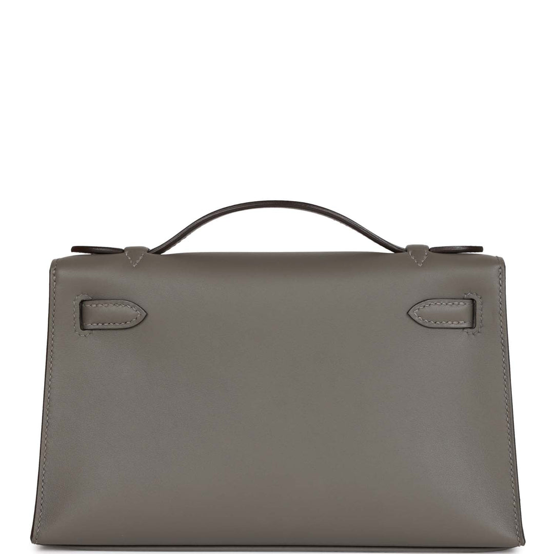 Top quality Hermes Kelly Pochette Gris Meyer Swift Gold Hardware