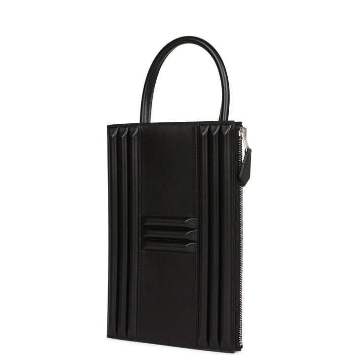 Top quality Hermes Cadena Lock Bag Black Tadelakt Palladium Hardware