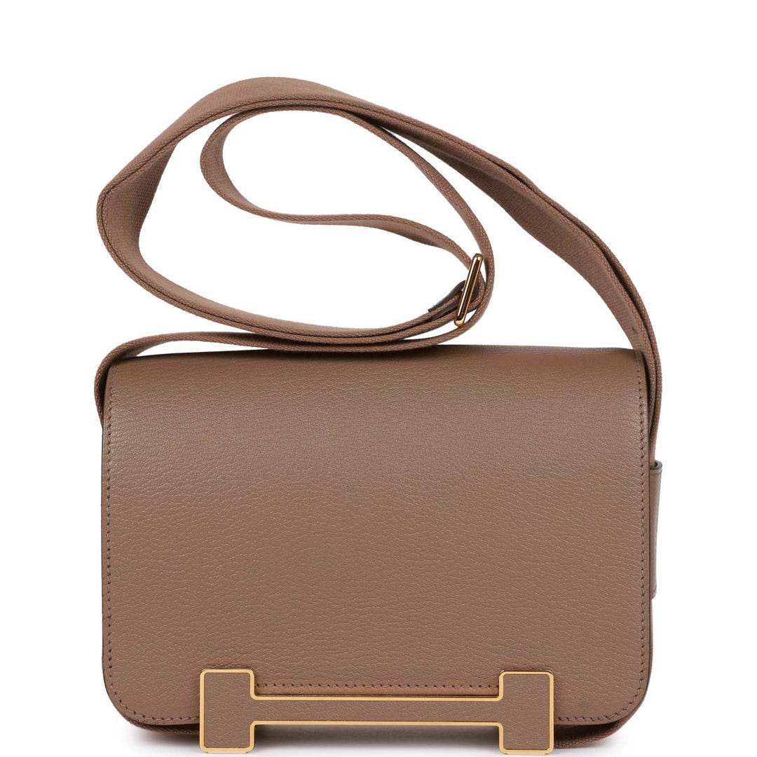 Top quality Hermes Geta Etoupe Chevre Gold Hardware