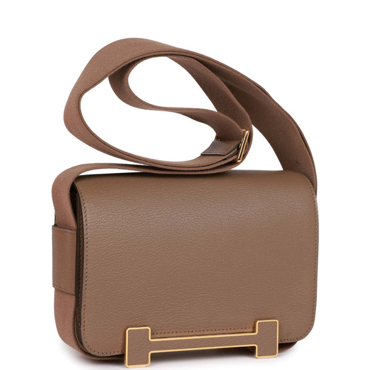 Top quality Hermes Geta Etoupe Chevre Gold Hardware