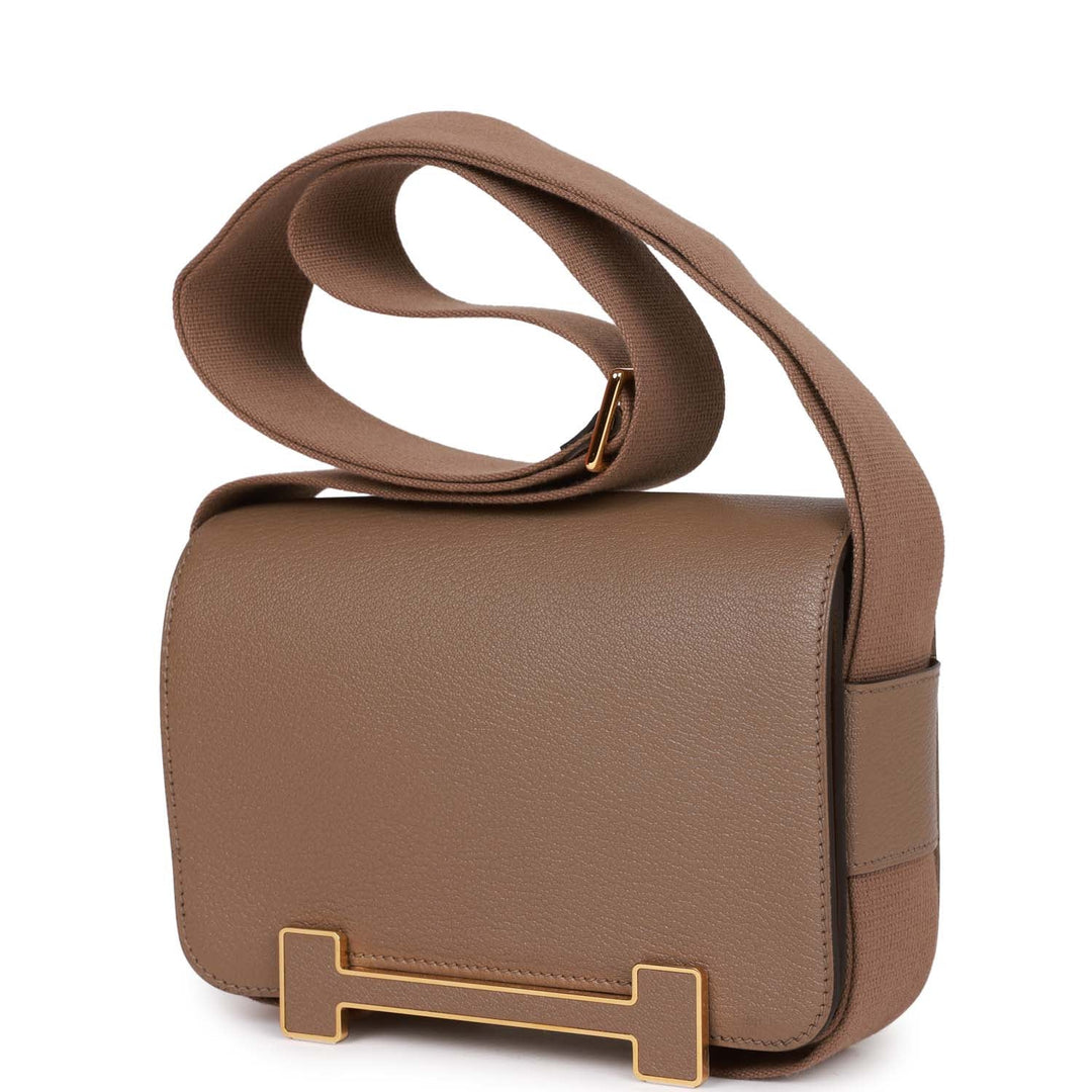 Top quality Hermes Geta Etoupe Chevre Gold Hardware