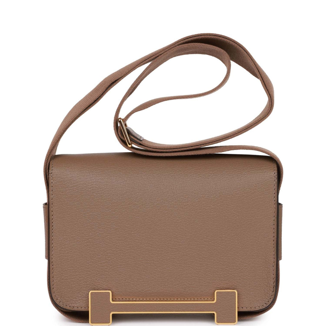 Top quality Hermes Geta Etoupe Chevre Gold Hardware