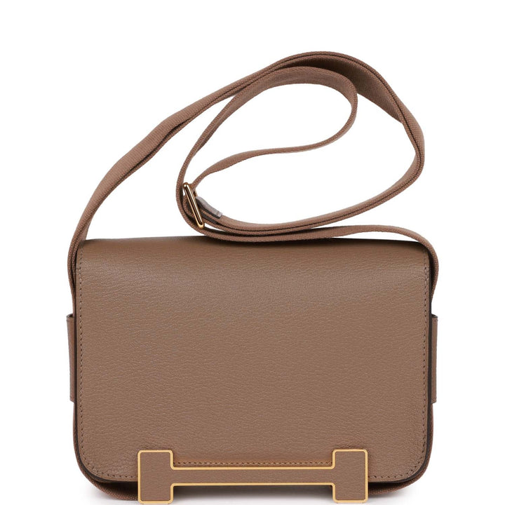 Top quality Hermes Geta Etoupe Chevre Gold Hardware
