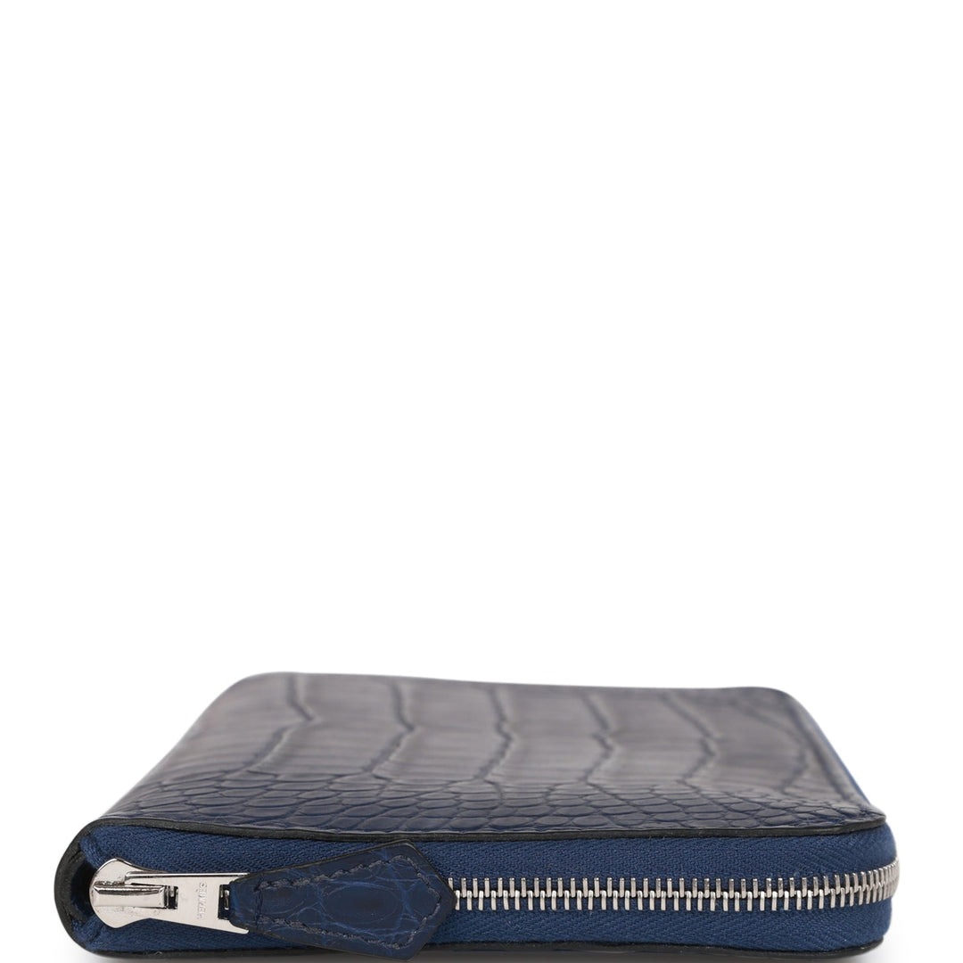 Top quality Hermes Azap Classic Wallet Bleu Saphir Matte Alligator Palladium Hardware